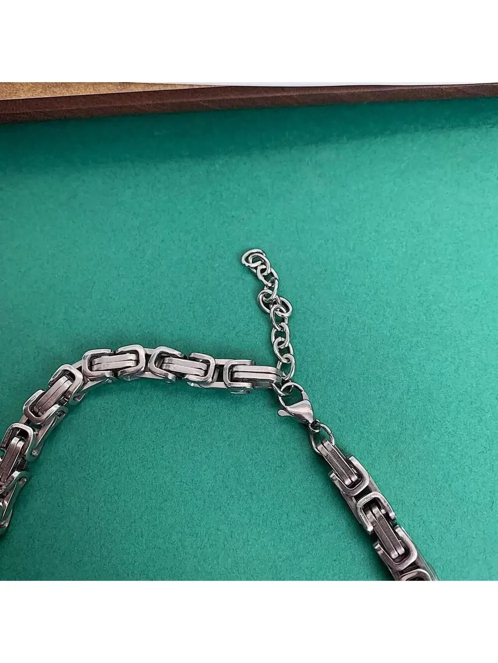 Y2k Cyber Punk style Silver stainless steel interlocked link chain necklace.